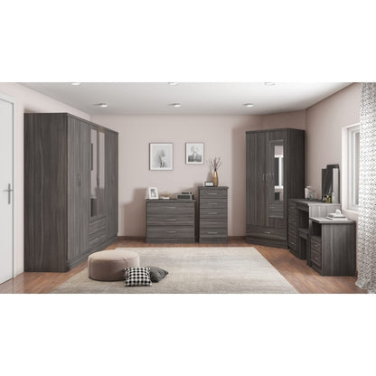 Seconique Nevada 6 Door 2 Drawer Mirrored Wardrobe Black Wood Grain