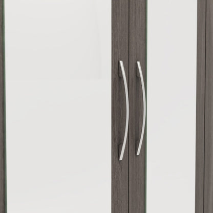 Seconique Nevada 6 Door 2 Drawer Mirrored Wardrobe Black Wood Grain