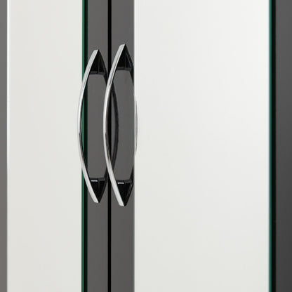Seconique Nevada 3 Door 2 Drawer Mirrored Wardrobe Black Gloss