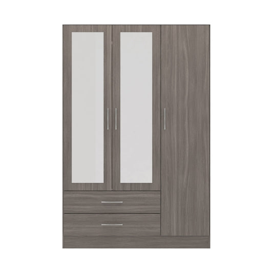 Seconique Nevada 3 Door 2 Drawer Mirrored Wardrobe Black Wood Grain