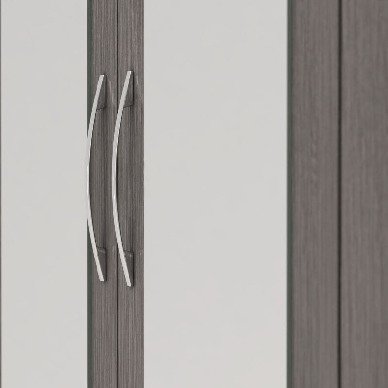 Seconique Nevada 3 Door 2 Drawer Mirrored Wardrobe Black Wood Grain