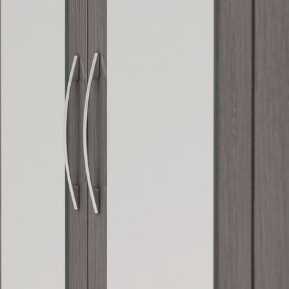 Seconique Nevada 3 Door 2 Drawer Mirrored Wardrobe Black Wood Grain
