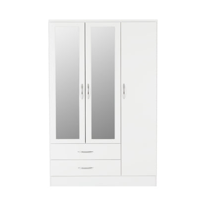 Seconique Nevada 3 Door 2 Drawer Mirrored Wardrobe White Gloss