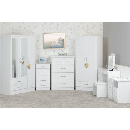 Seconique Nevada 4 Door 2 Drawer Mirrored Wardrobe White Gloss