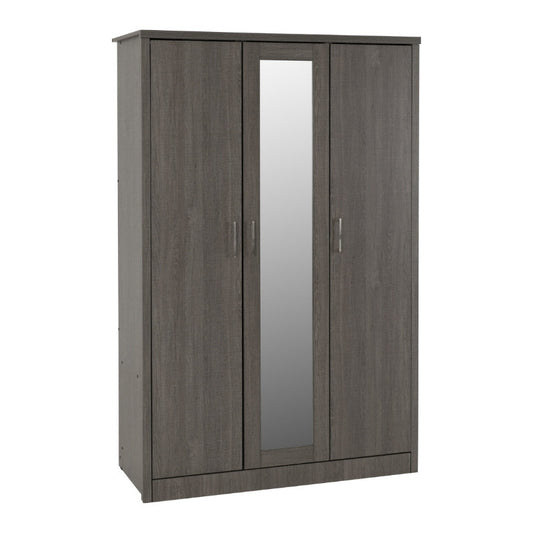 Seconique Lisbon 3 Door Wardrobe Black Wood Grain