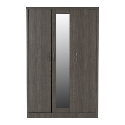 Seconique Lisbon 3 Door Wardrobe Black Wood Grain