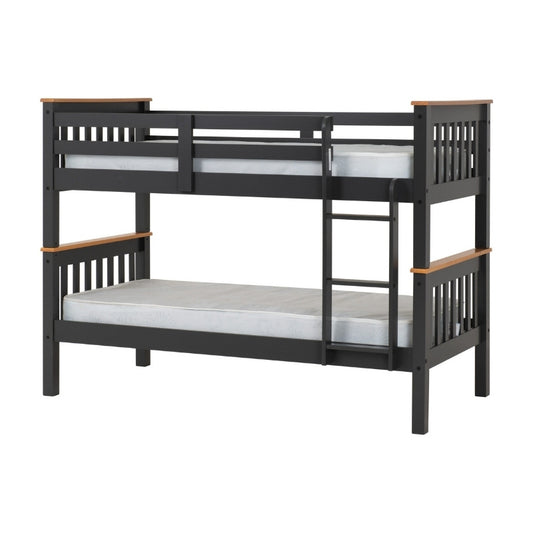 Seconique Neptune 3' Bunk Bed Dark Grey & Oak Effect