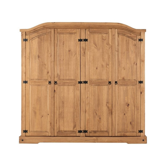 Seconique Corona 4 Door Wardrobe Distressed Waxed Pine