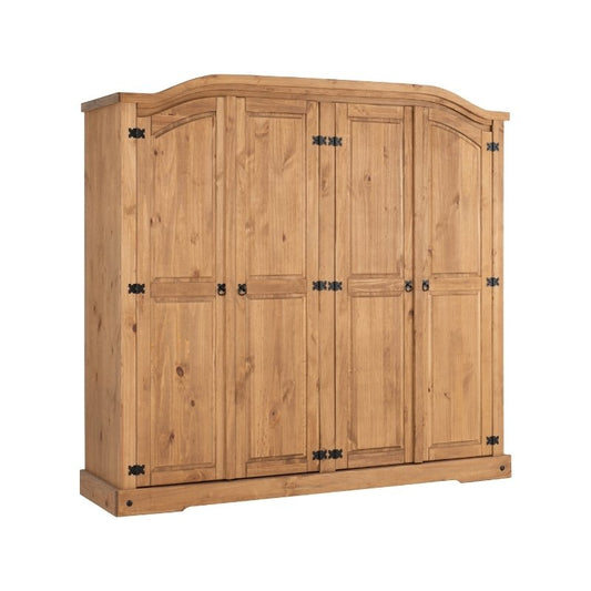 Seconique Corona 4 Door Wardrobe Distressed Waxed Pine