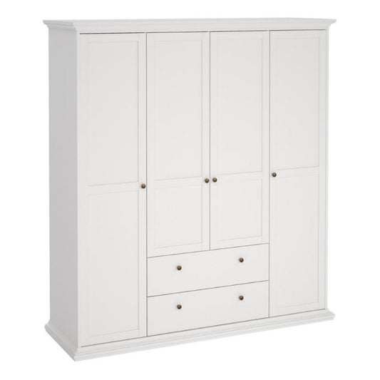 Furniture To Go Paris 4 Doors 2 Drawers Wardrobe White