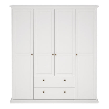 Furniture To Go Paris 4 Doors 2 Drawers Wardrobe White