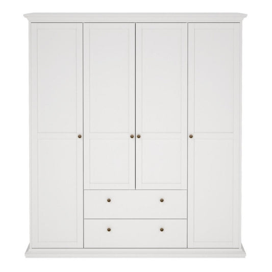 Furniture To Go Paris 4 Doors 2 Drawers Wardrobe White