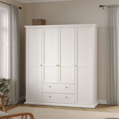 Furniture To Go Paris 4 Doors 2 Drawers Wardrobe White