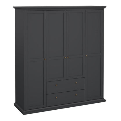 Furniture To Go Paris 4 Doors 2 Drawers Wardrobe Matte Grey