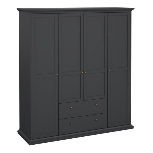Furniture To Go Paris 4 Doors 2 Drawers Wardrobe Matte Grey