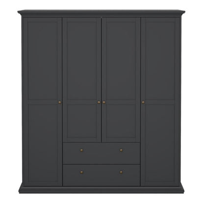 Furniture To Go Paris 4 Doors 2 Drawers Wardrobe Matte Grey