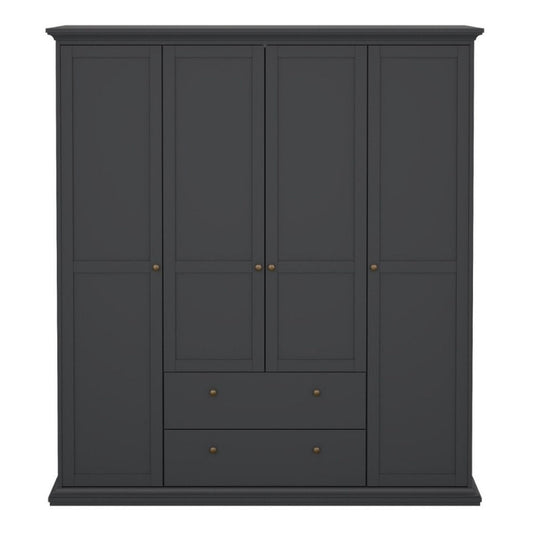 Furniture To Go Paris 4 Doors 2 Drawers Wardrobe Matte Grey