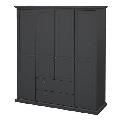Furniture To Go Paris 4 Doors 2 Drawers Wardrobe Matte Grey