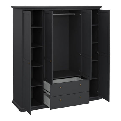 Furniture To Go Paris 4 Doors 2 Drawers Wardrobe Matte Grey