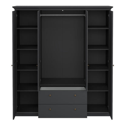 Furniture To Go Paris 4 Doors 2 Drawers Wardrobe Matte Grey