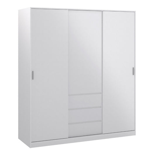 Furniture To Go Naia 2 Sliding Doors 1 Door 3 Drawers Wardrobe White High Gloss