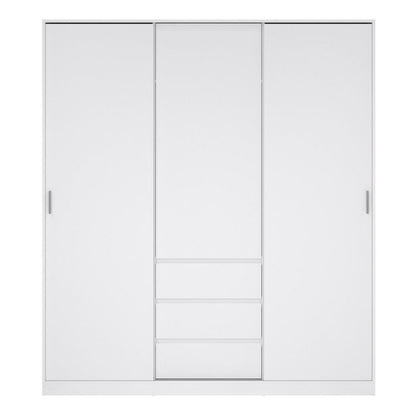 Furniture To Go Naia 2 Sliding Doors 1 Door 3 Drawers Wardrobe White High Gloss