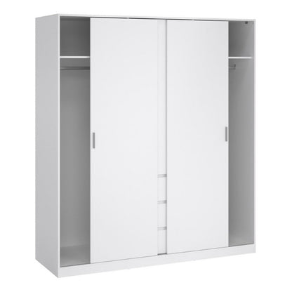 Furniture To Go Naia 2 Sliding Doors 1 Door 3 Drawers Wardrobe White High Gloss