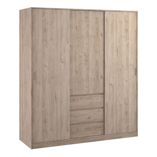Furniture To Go Naia 2 Sliding Doors 1 Door 3 Drawers Wardrobe Jackson Hickory Oak