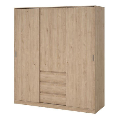 Furniture To Go Naia 2 Sliding Doors 1 Door 3 Drawers Wardrobe Jackson Hickory Oak