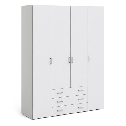 Furniture To Go Space 4 Doors 3 Drawers Wardrobe White
