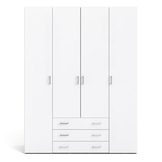 Furniture To Go Space 4 Doors 3 Drawers Wardrobe White