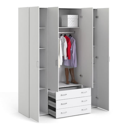 Furniture To Go Space 4 Doors 3 Drawers Wardrobe White