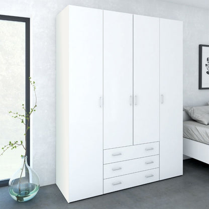 Furniture To Go Space 4 Doors 3 Drawers Wardrobe White