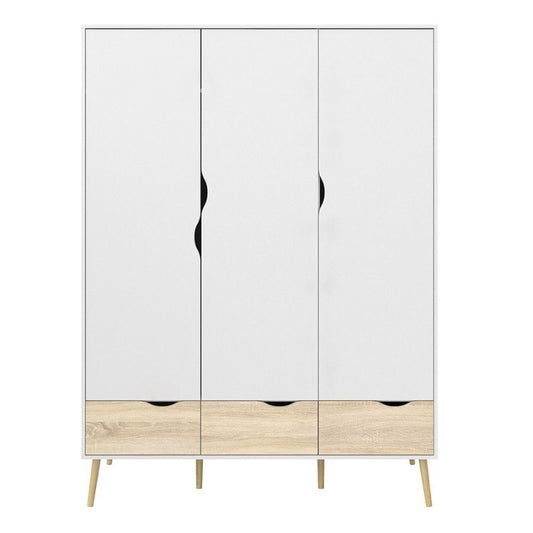 Furniture To Go Oslo 3 Doors 3 Drawers Wardrobe White & Oak