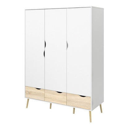 Furniture To Go Oslo 3 Doors 3 Drawers Wardrobe White & Oak
