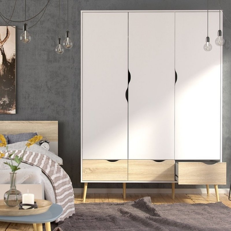 Furniture To Go Oslo 3 Doors 3 Drawers Wardrobe White & Oak
