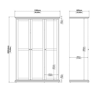 Furniture To Go Paris 3 Door Wardrobe Matte Grey
