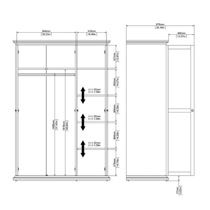 Furniture To Go Paris 3 Door Wardrobe Matte Grey