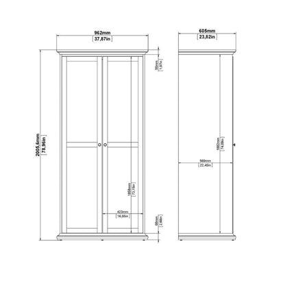 Furniture To Paris 2 Door Wardrobe Matte Grey