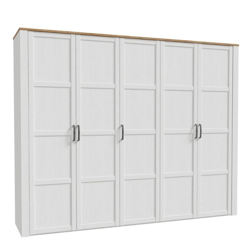 Furniture To Go Bohol 5 Door Wardrobe White & Riviera Oak