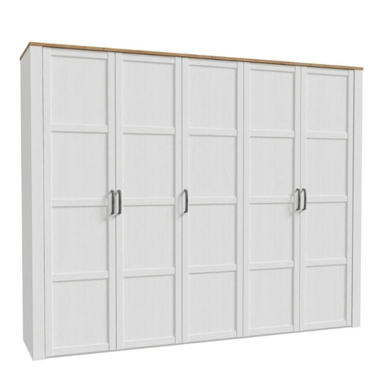 Furniture To Go Bohol 5 Door Wardrobe White & Riviera Oak
