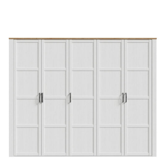 Furniture To Go Bohol 5 Door Wardrobe White & Riviera Oak