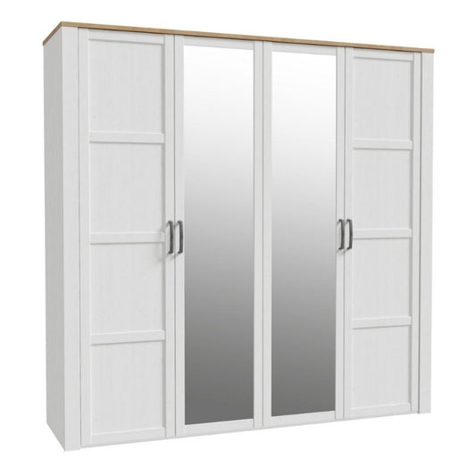 Furniture To Go Bohol 2 Door 2 Mirrored Door Wardrobe White & Riviera Oak