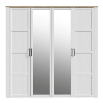 Furniture To Go Bohol 2 Door 2 Mirrored Door Wardrobe White & Riviera Oak