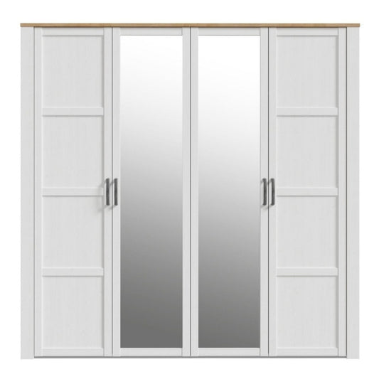 Furniture To Go Bohol 2 Door 2 Mirrored Door Wardrobe White & Riviera Oak