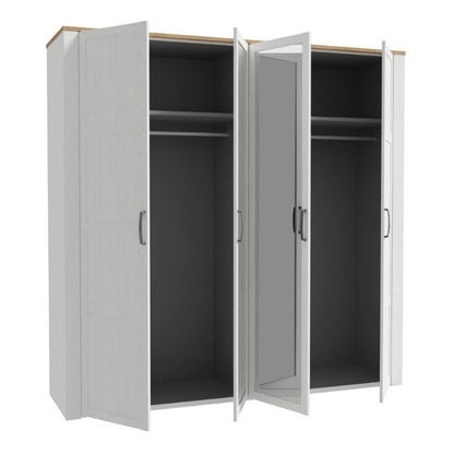 Furniture To Go Bohol 2 Door 2 Mirrored Door Wardrobe White & Riviera Oak