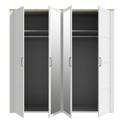 Furniture To Go Bohol 2 Door 2 Mirrored Door Wardrobe White & Riviera Oak