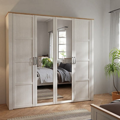 Furniture To Go Bohol 2 Door 2 Mirrored Door Wardrobe White & Riviera Oak