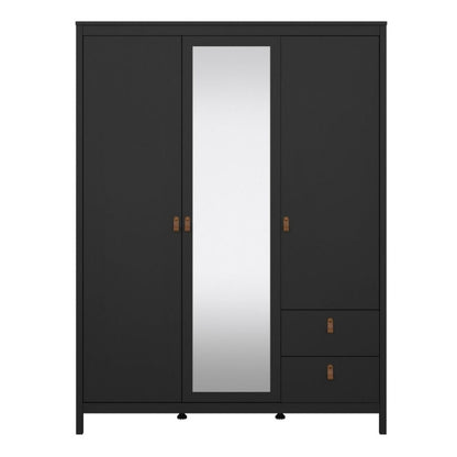 Furniture To Go Barcelona 2 Doors 1 Mirror Door 2 Drawers Wardrobe Matte Black