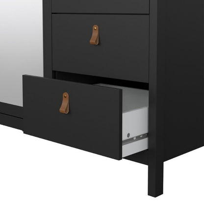 Furniture To Go Barcelona 2 Doors 1 Mirror Door 2 Drawers Wardrobe Matte Black